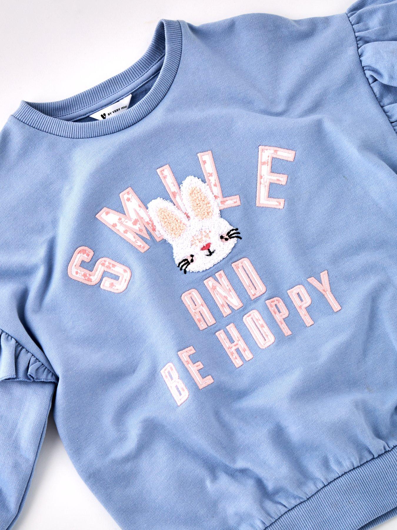  image of mini-v-by-very-girls-bunny-smile-frill-shoulder-sweatshirt-and-legging-se-multi
