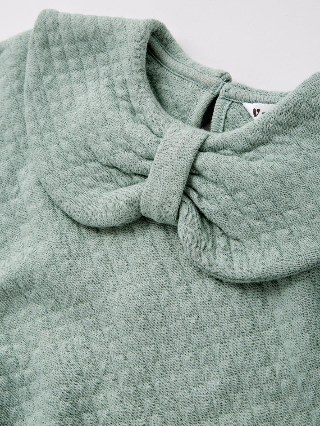 Image 4 of 4 of Mini V by Very Girls Bow Collar Quilted Sweatshirt And Legging Set - Multi