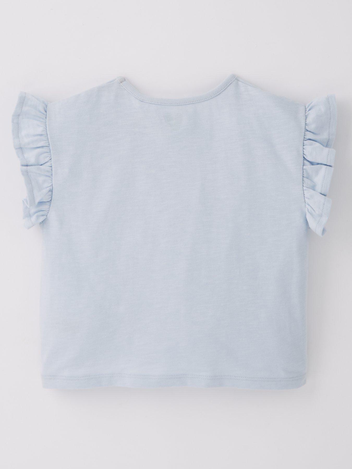  image of mini-v-by-very-girls-frill-crochet-flower-t-shirt-blue