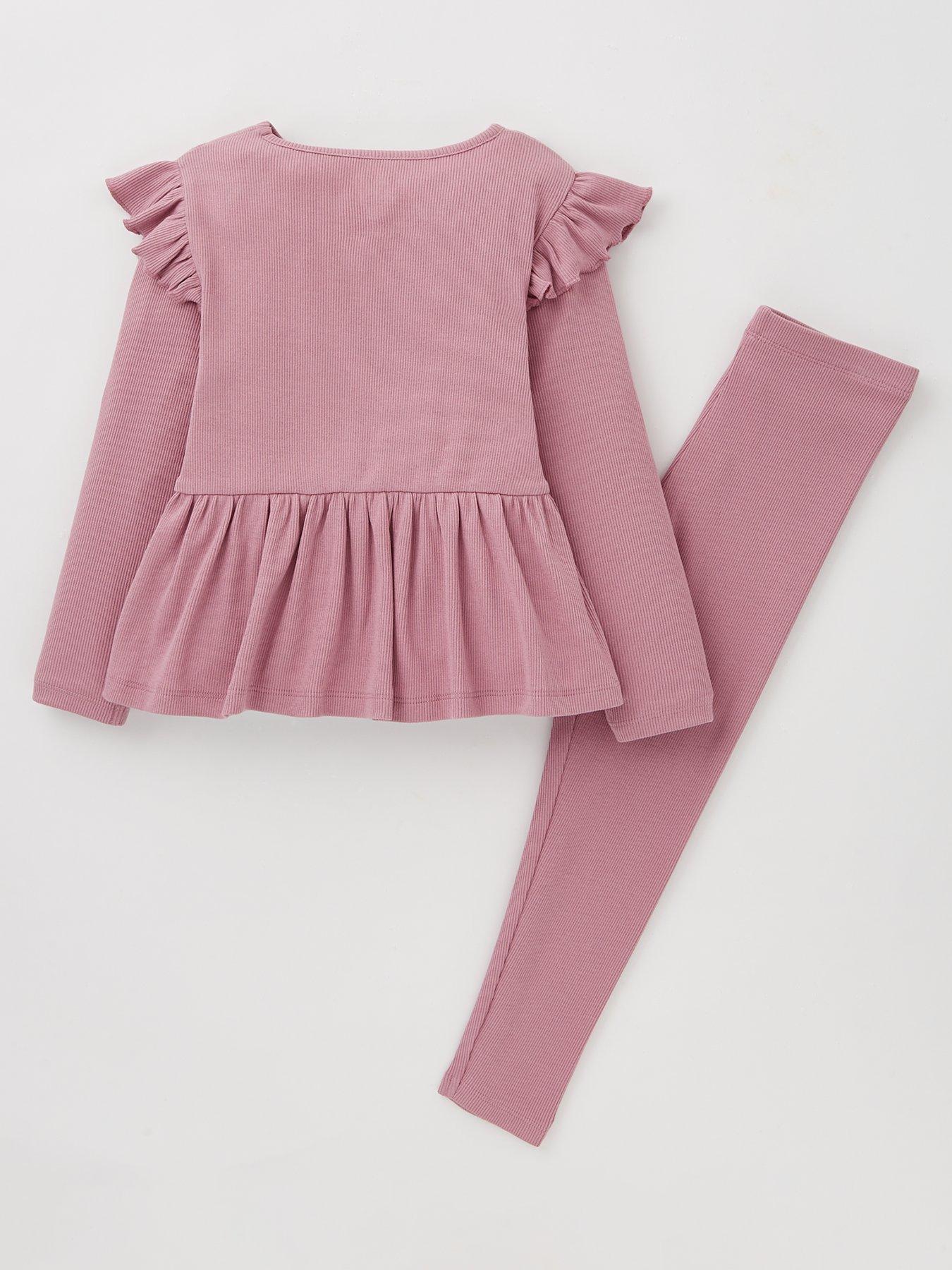  image of mini-v-by-very-girls-rib-top-and-legging-set-pink