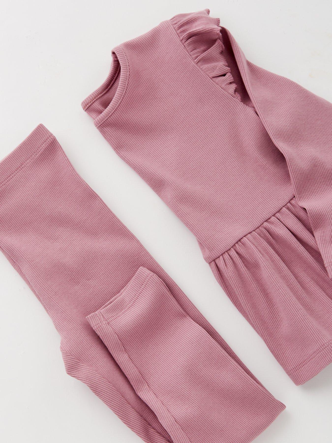  image of mini-v-by-very-girls-rib-top-and-legging-set-pink