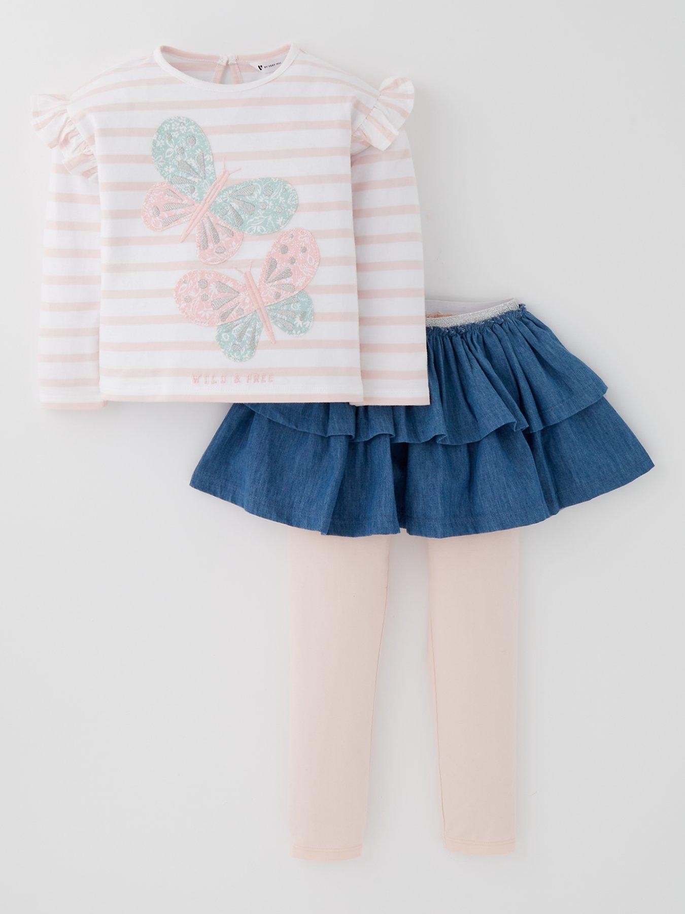  image of mini-v-by-very-girls-frill-butterfly-long-sleeve-top-and-2-in-1-legging-and-skirt-set-multi