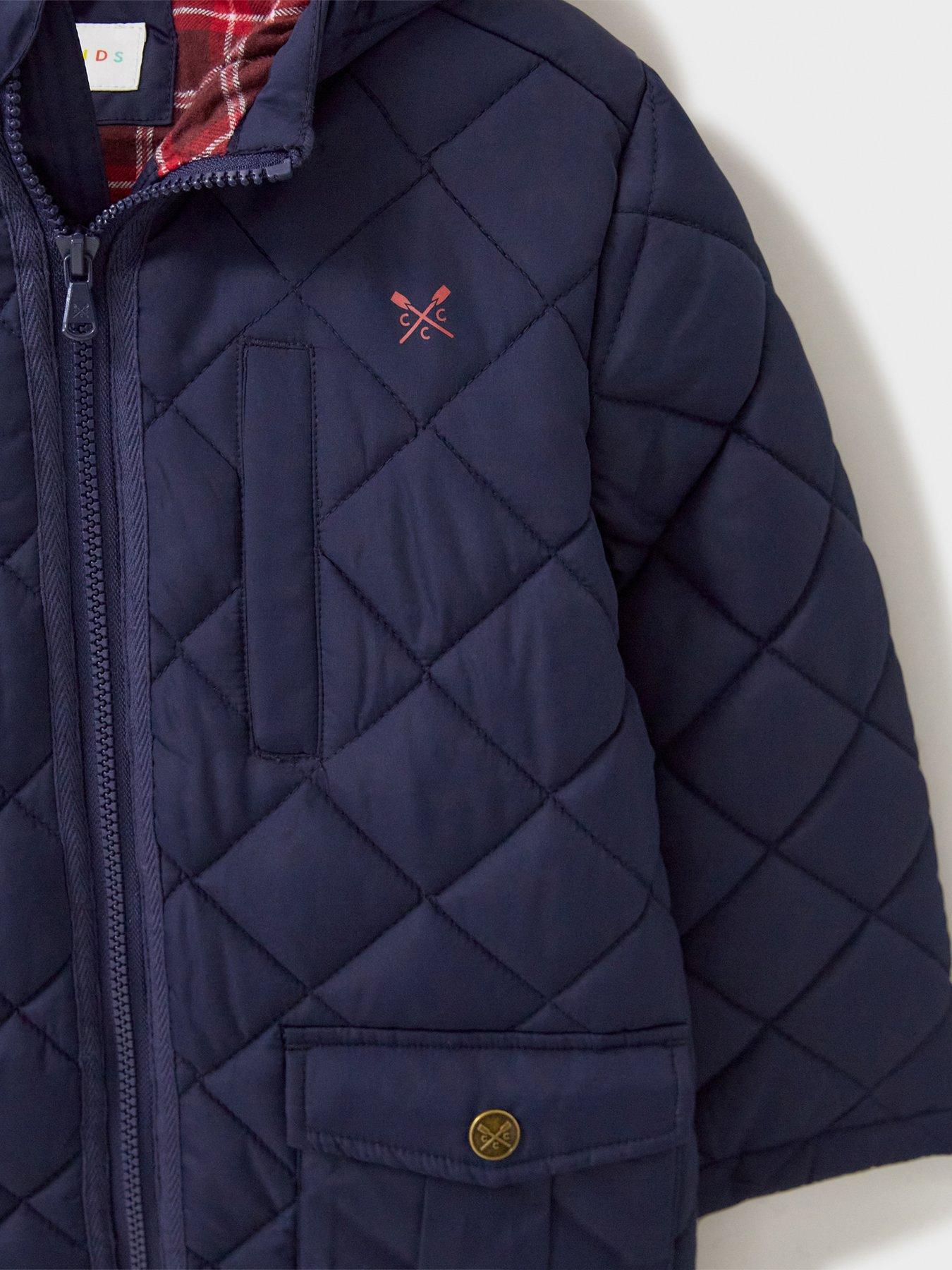 Crew Clothing Boys Hooded Quilted Jacket Navy Littlewoods
