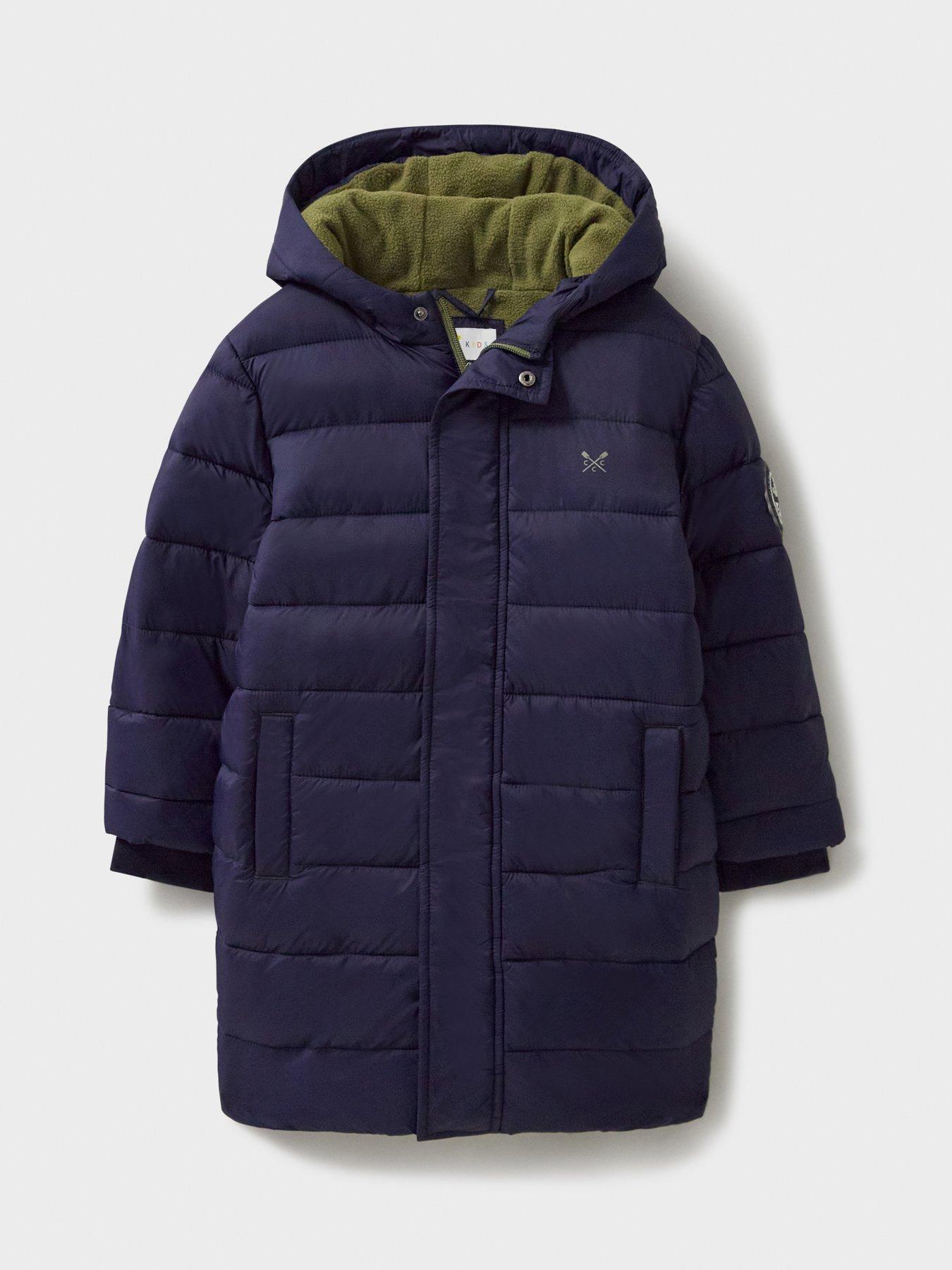  image of crew-clothing-boys-midweight-longline-padded-coat-navy