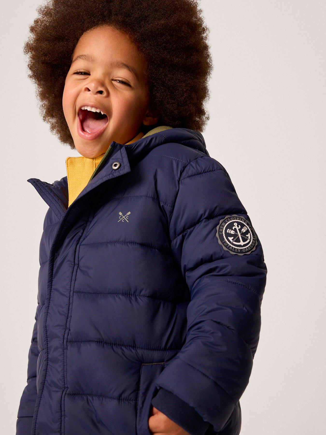  image of crew-clothing-boys-midweight-longline-padded-coat-navy
