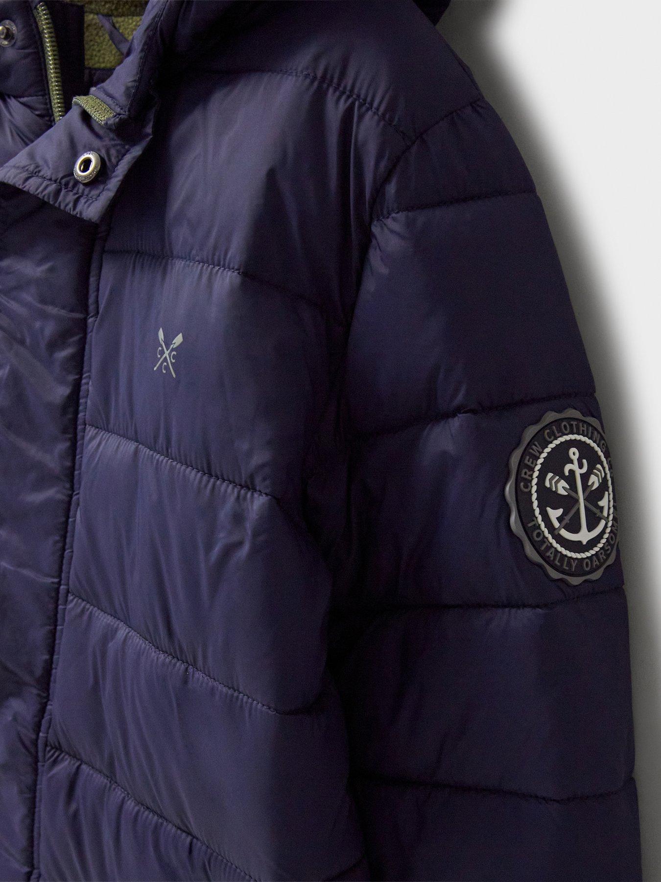  image of crew-clothing-boys-midweight-longline-padded-coat-navy