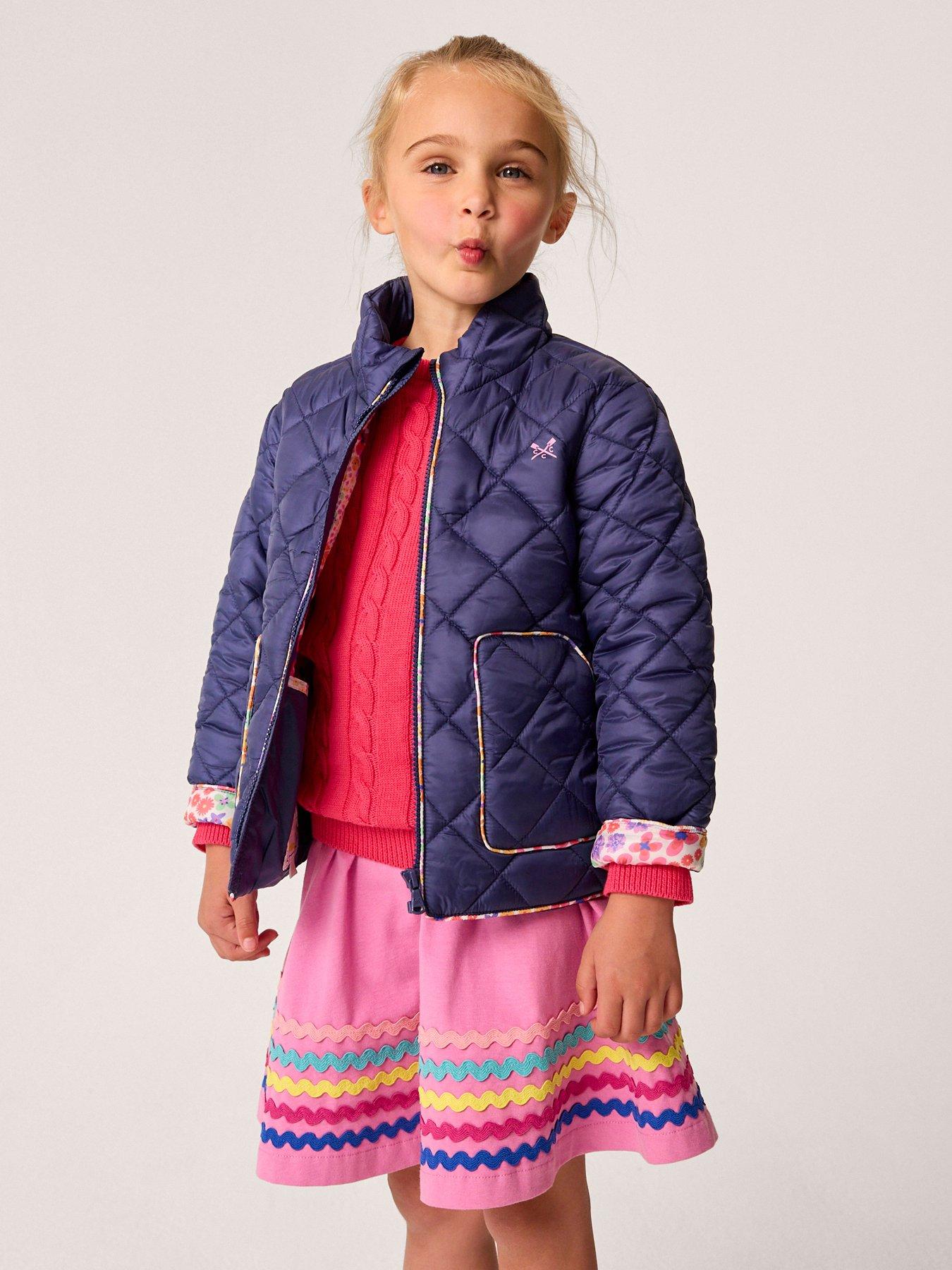 Crew Clothing Girls Shower Resistant Quilted Jacket Navy littlewoods