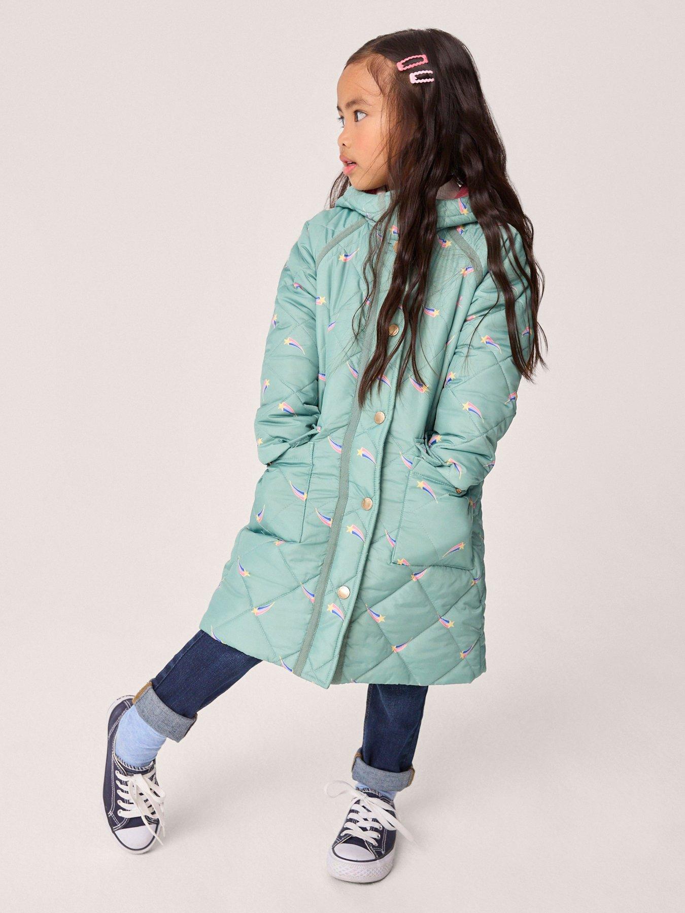 undefined Girls Shower Resistant Quilted Padded Jacket - Light Green