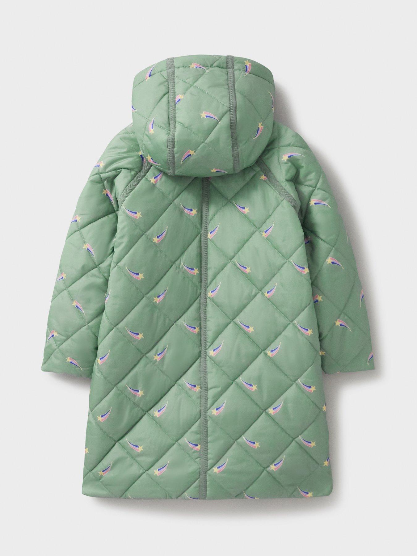 Crew Clothing Girls Shower Resistant Quilted Padded Jacket Light Green littlewoods