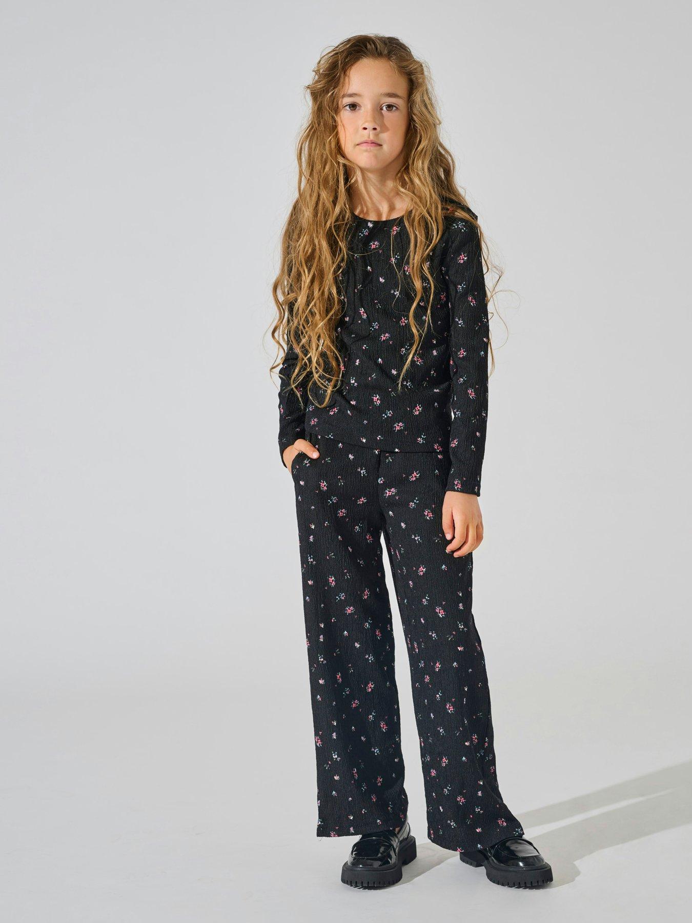  image of only-kids-girls-floral-long-sleeve-t-shirt-black