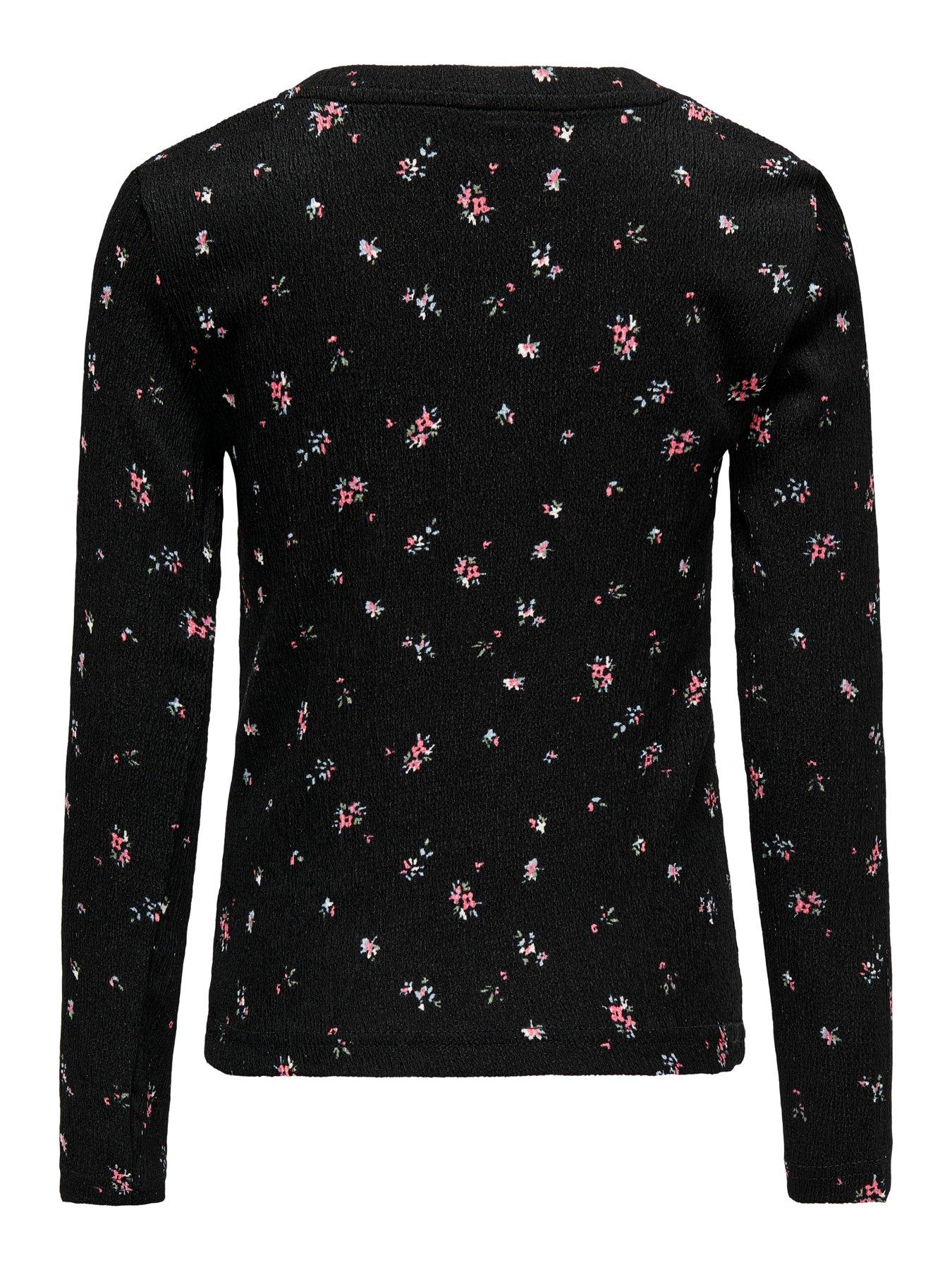  image of only-kids-girls-floral-long-sleeve-t-shirt-black