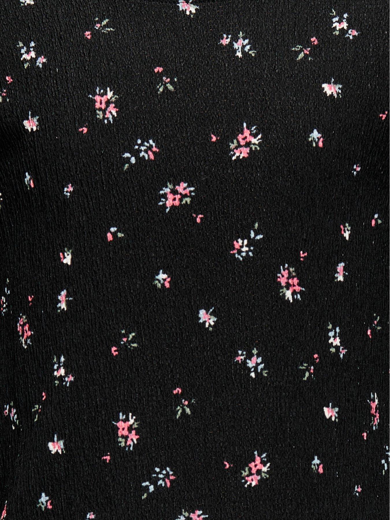  image of only-kids-girls-floral-long-sleeve-t-shirt-black