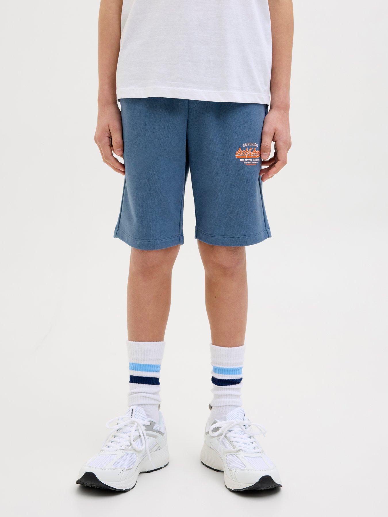 Jack & Jones Junior Boys 2 Colour Logo Sweat Shorts - Blue