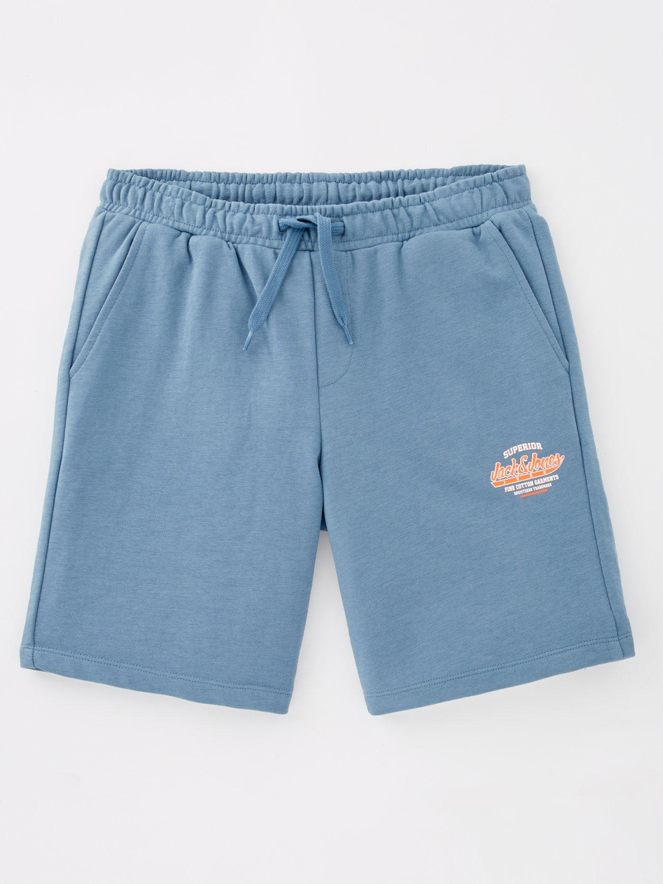 Jack & Jones Junior Boys 2 Colour Logo Sweat Shorts - Blue