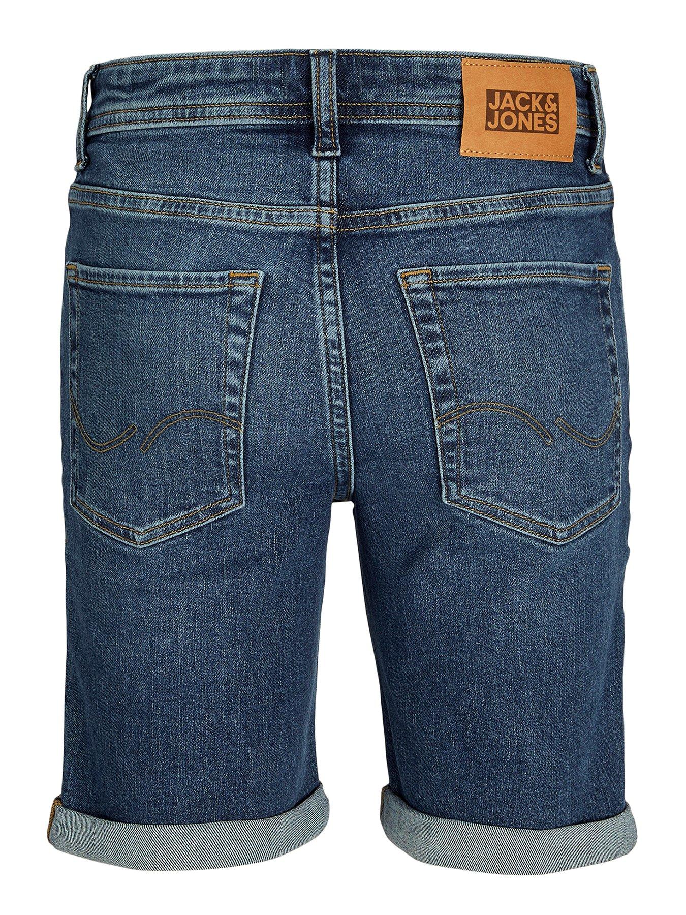 image of jack-jones-junior-boys-rick-original-denim-shorts-dark-blue