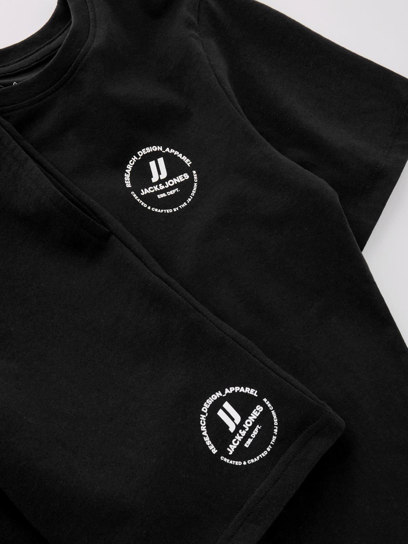  image of jack-jones-junior-boys-swift-short-sleeve-t-shirt-and-shorts-set-black