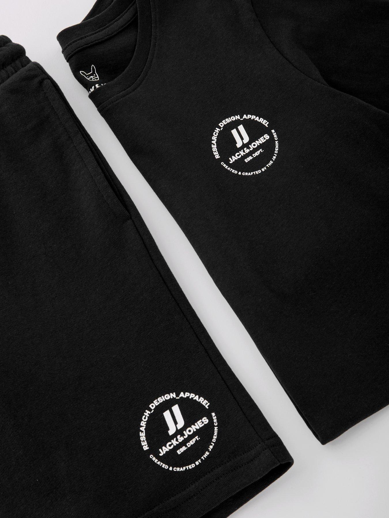  image of jack-jones-junior-boys-swift-short-sleeve-t-shirt-and-shorts-set-black