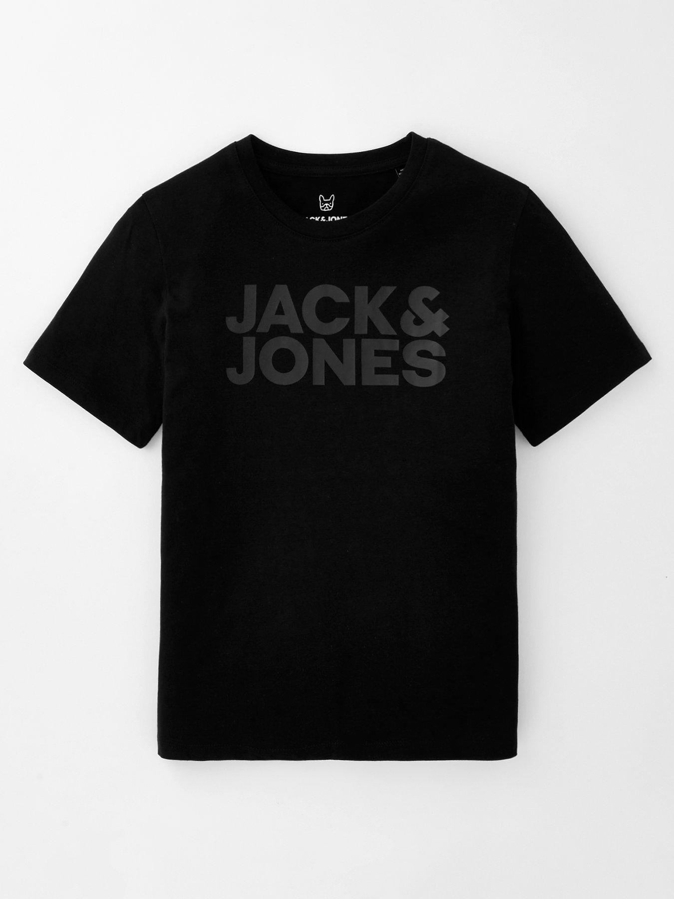  image of jack-jones-junior-boys-corp-logo-short-sleeve-t-shirt-black
