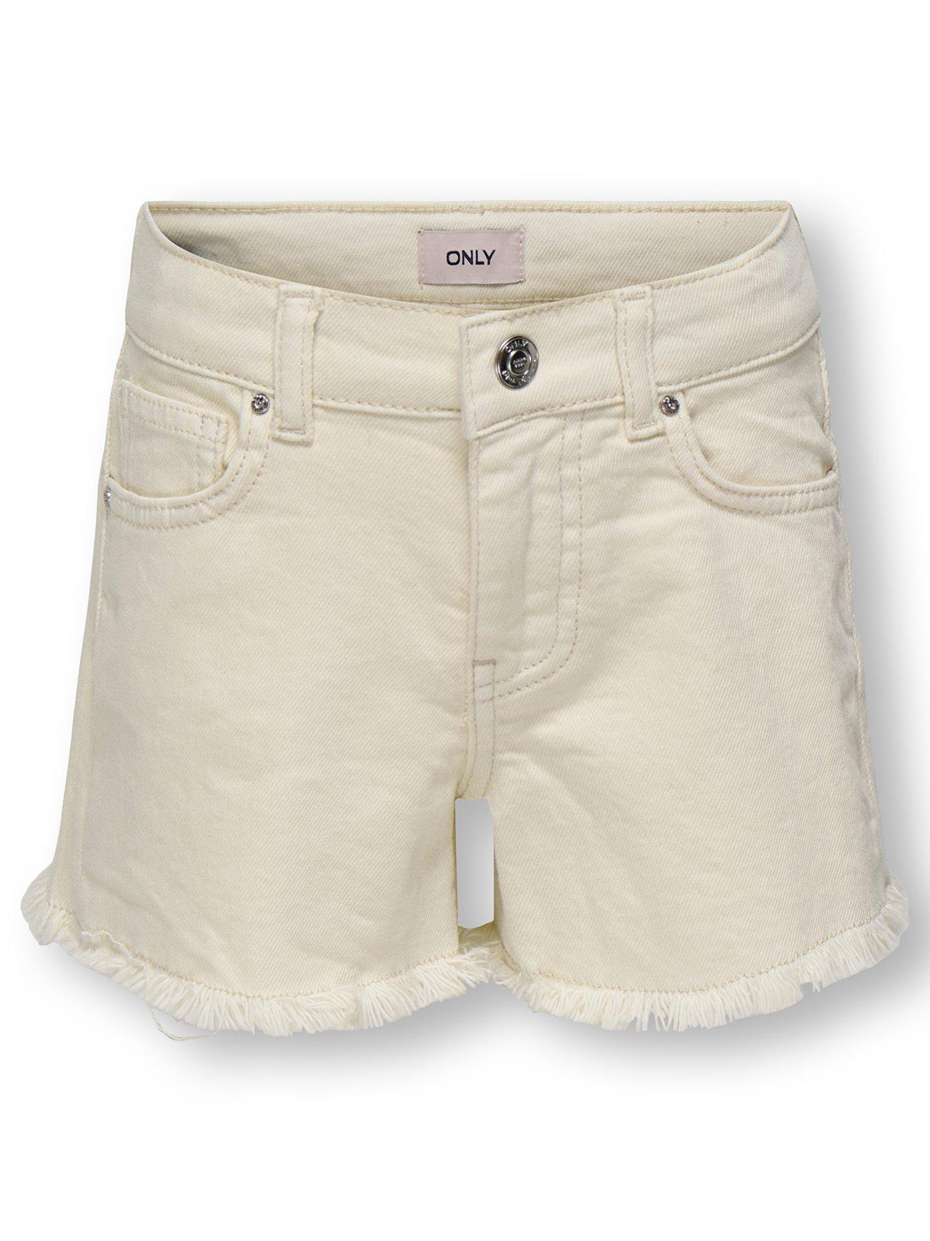 Only Kids Girls Robyn Vintage Denim Shorts - Ecru