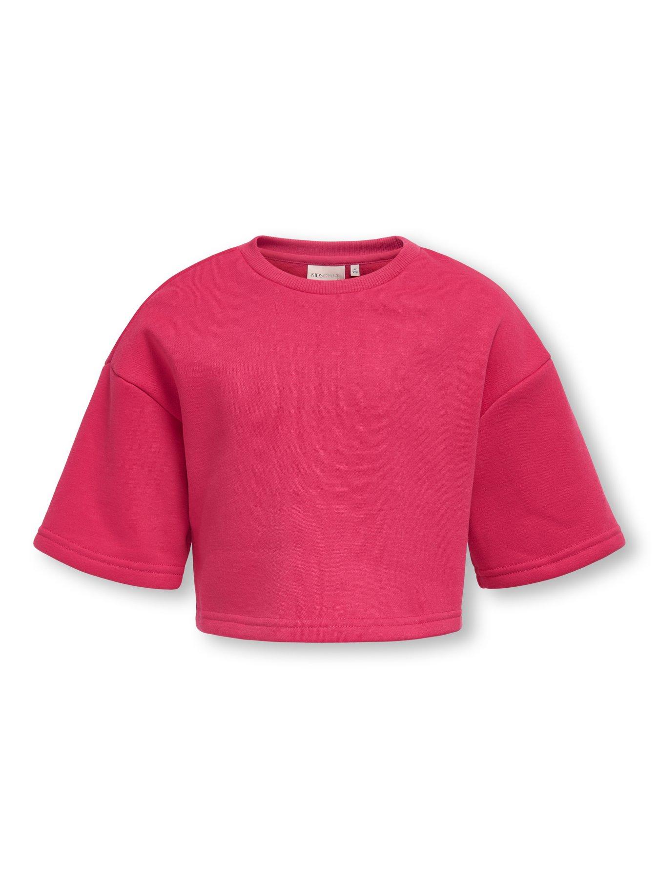 Image 2 of 4 of Only Kids Girls Short Sleeve Sweat Co-Ord T-shirt - Raspberry