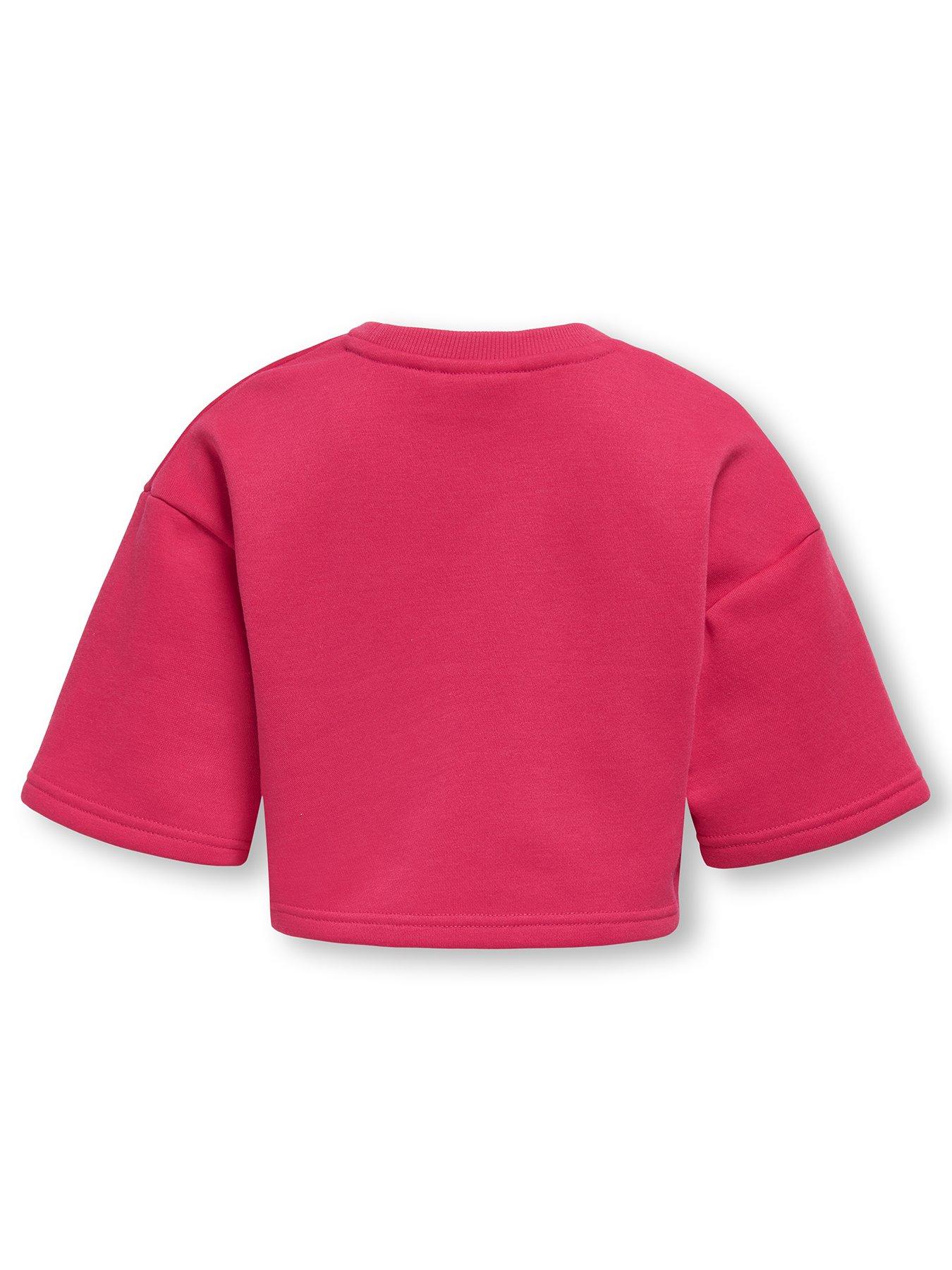 Image 3 of 4 of Only Kids Girls Short Sleeve Sweat Co-Ord T-shirt - Raspberry