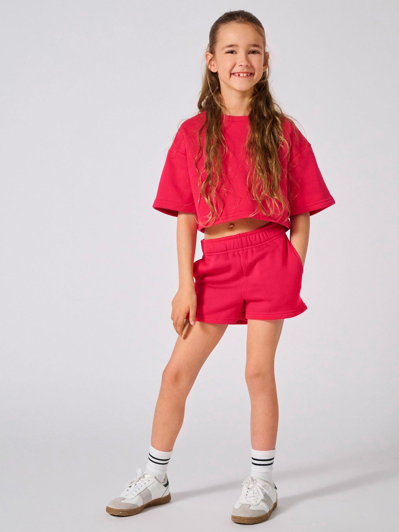 undefined Girls Co-Ord Sweat Shorts - Raspberry