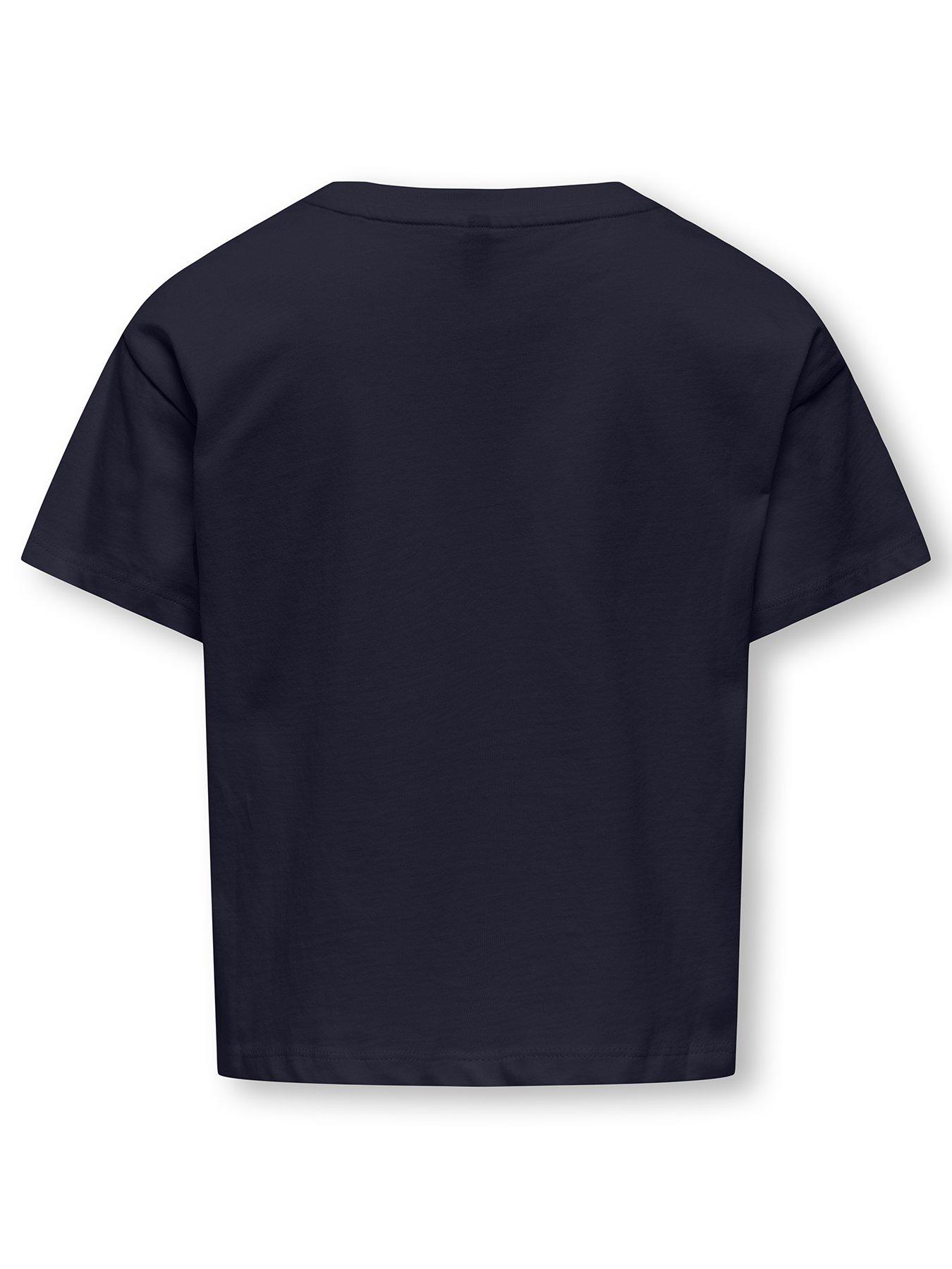  image of only-kids-girls-heart-print-short-sleeve-t-shirt-night-sky-navy