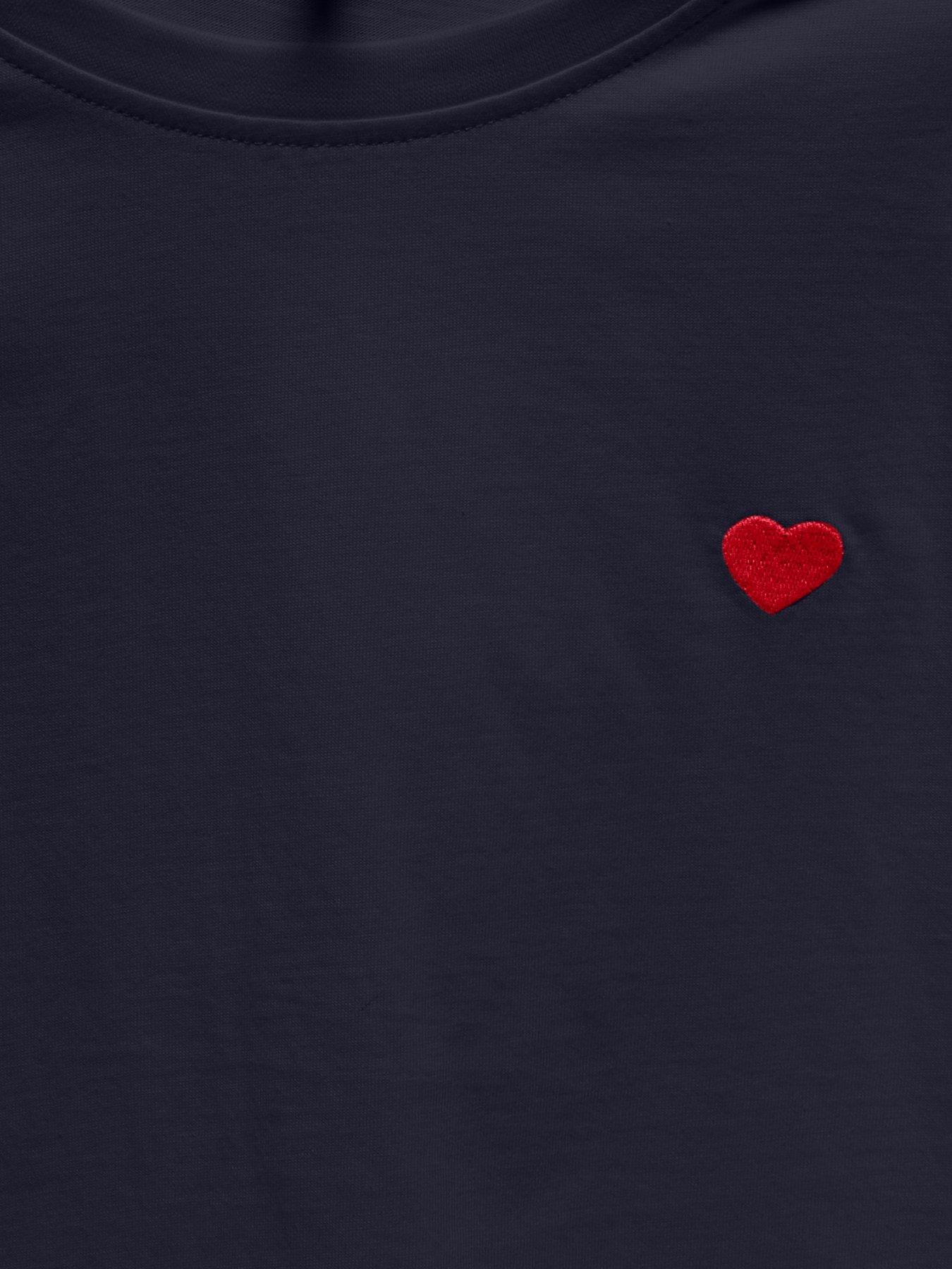  image of only-kids-girls-heart-print-short-sleeve-t-shirt-night-sky-navy