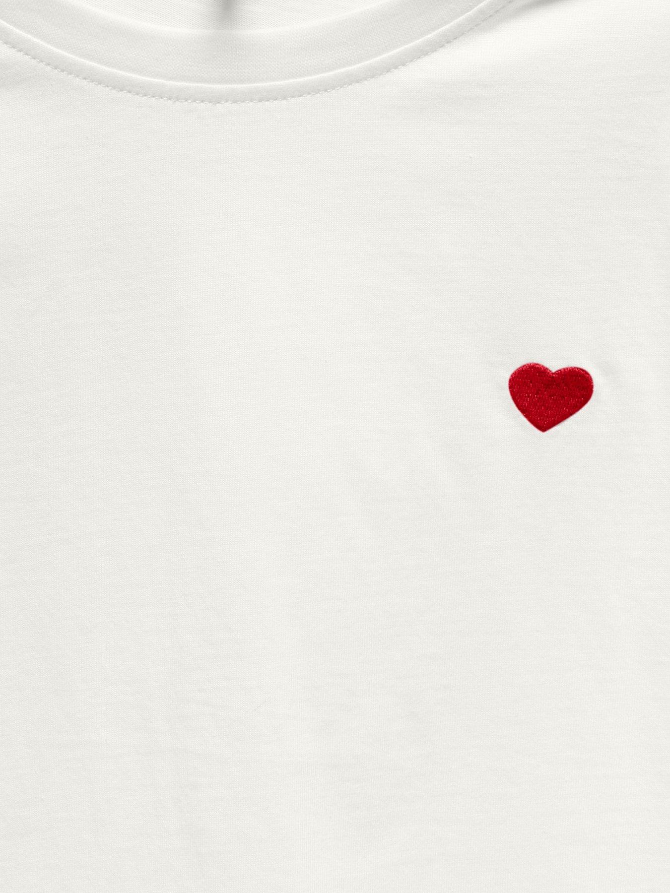  image of only-kids-girls-heart-print-short-sleeve-t-shirt-white