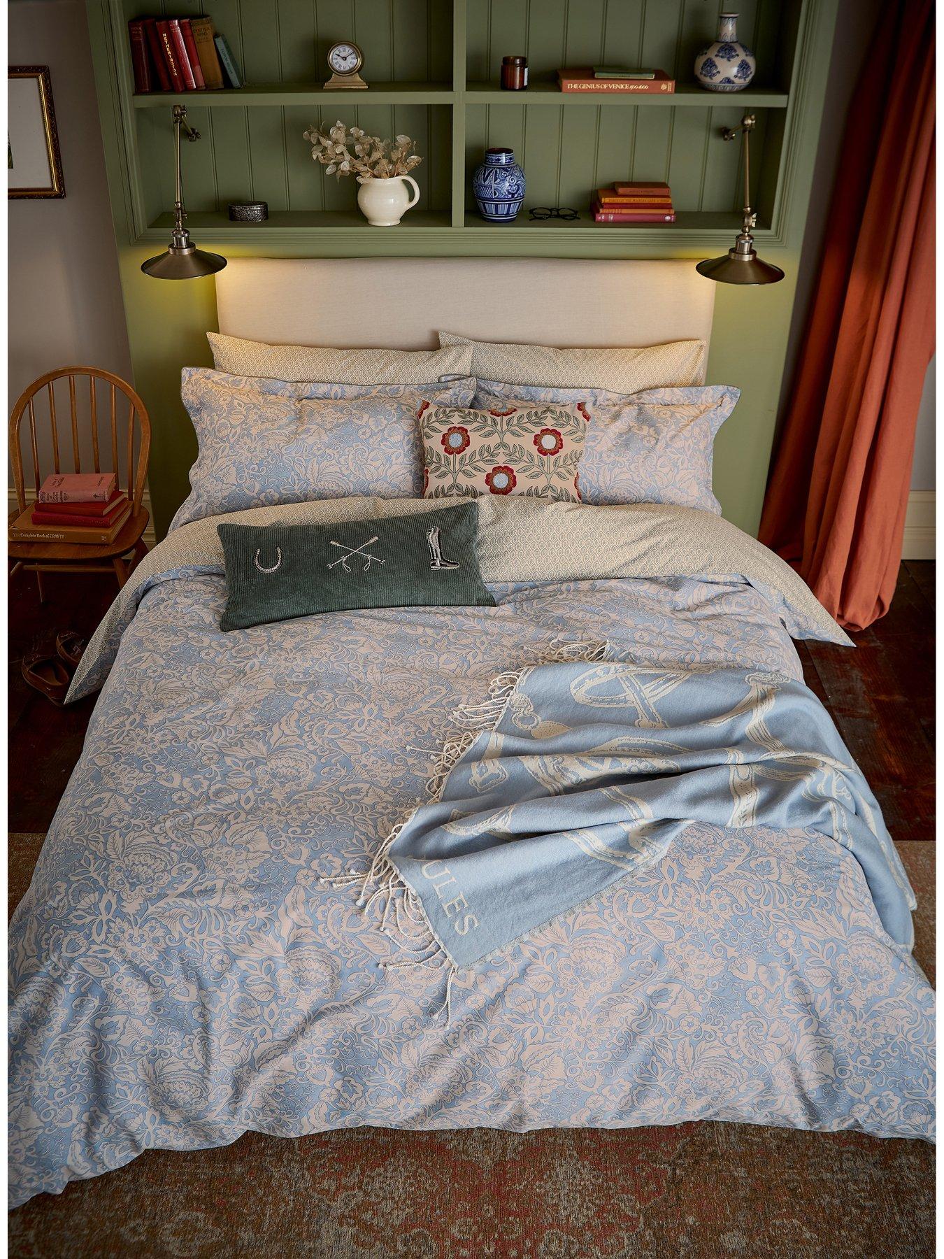  image of joules-balmoral-100-cotton-percale-blue-duvet-set