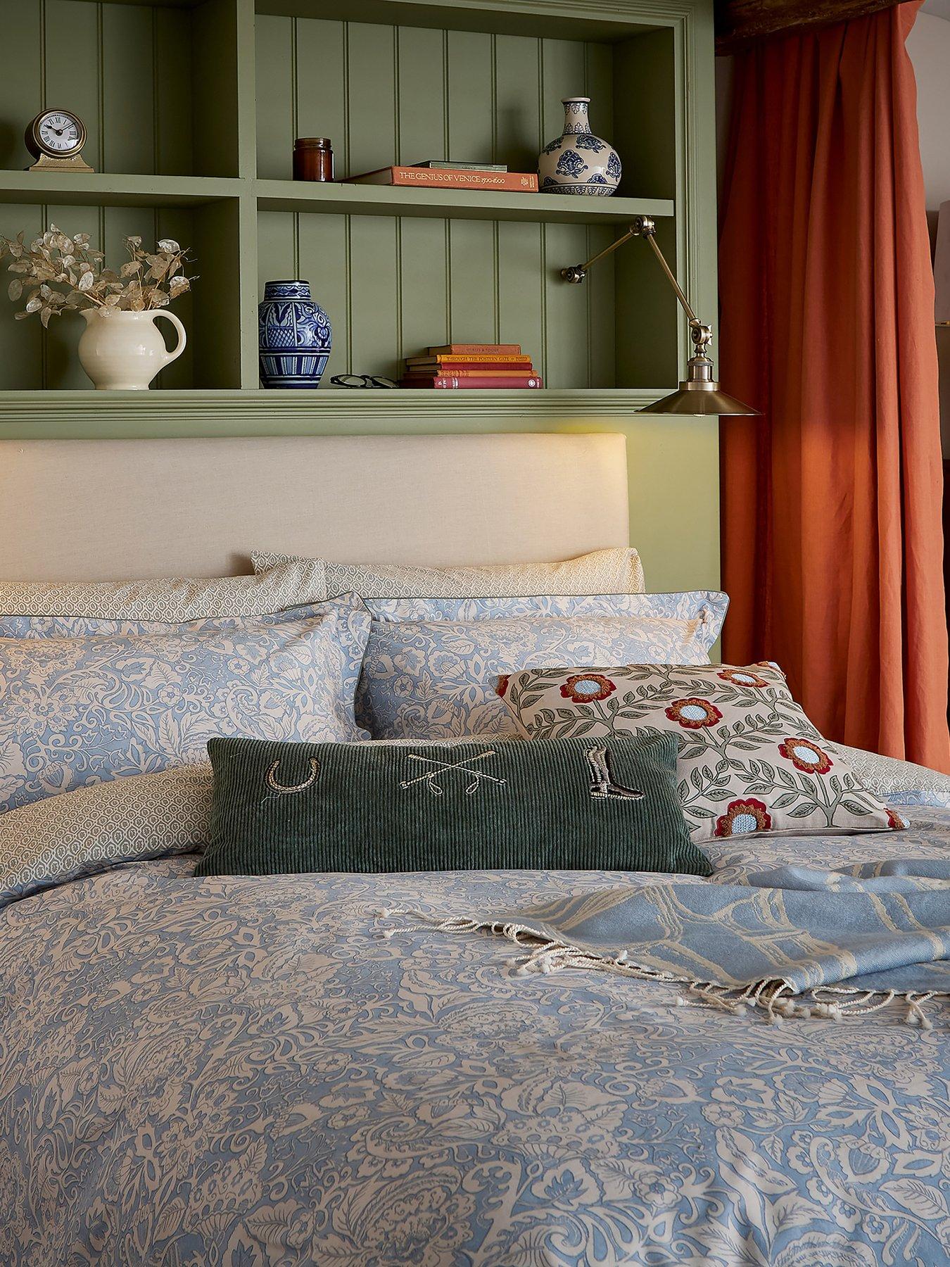  image of joules-balmoral-100-cotton-percale-blue-duvet-set