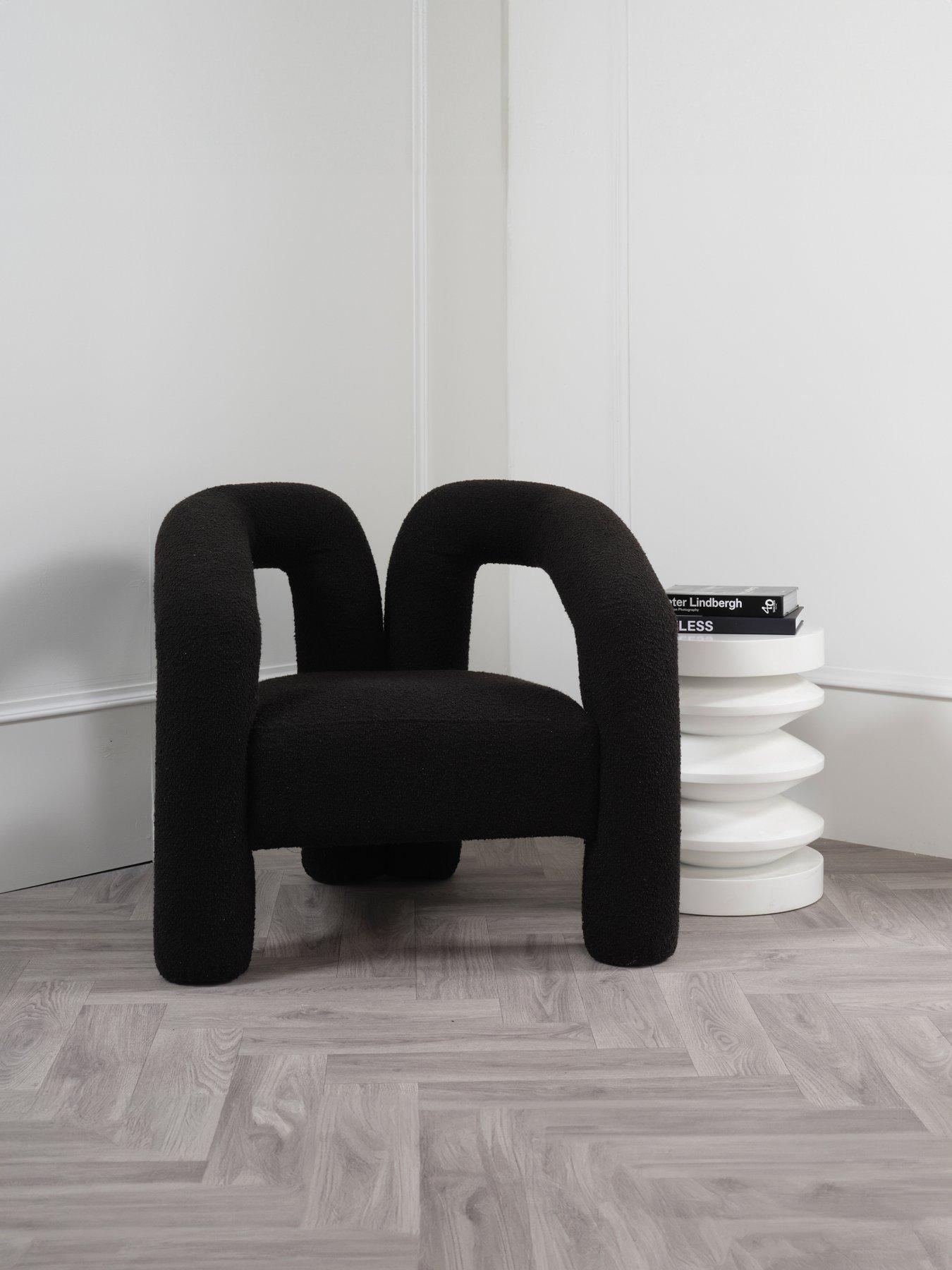 front image of lpd-home-freyja-black-boucle-chair