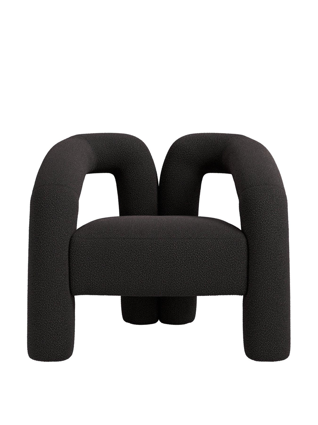 stillFront image of lpd-home-freyja-black-boucle-chair