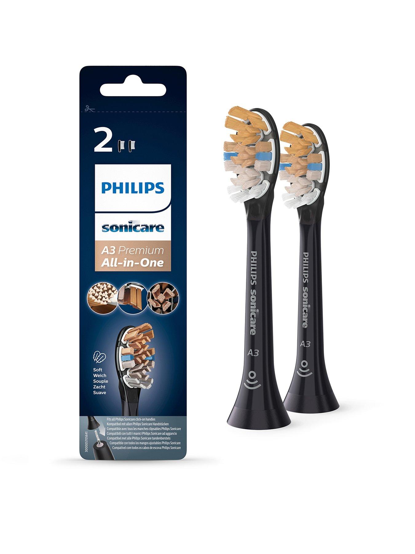 undefined Sonicare A3 Premium All-in-One Replacement Toothbrush Heads, 2pk, Black - HX9092/11
