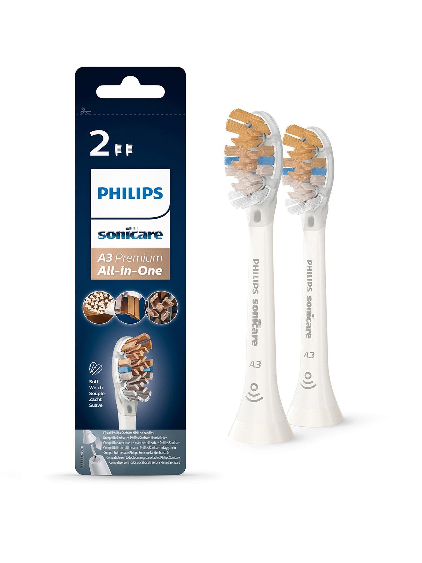 Philips Sonicare A3 Premium All-in-One Replacement Toothbrush Heads, 2pk, White - HX9092/10