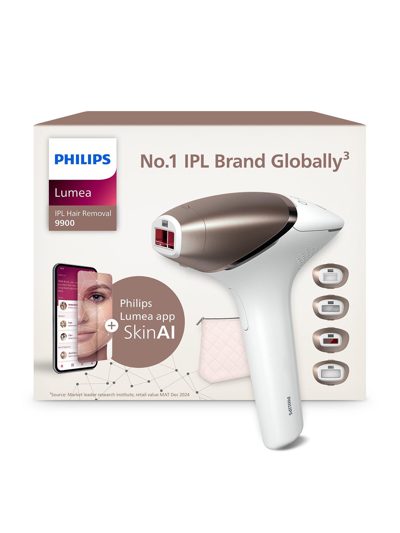 Philips Lumea 9900 Series IPL Hair Removal, SenseIQ  &  SkinAI Technology, 4 Attachments - Body, Face, Bikini, Underarms, Corded  &  Cordless, BRI951/01