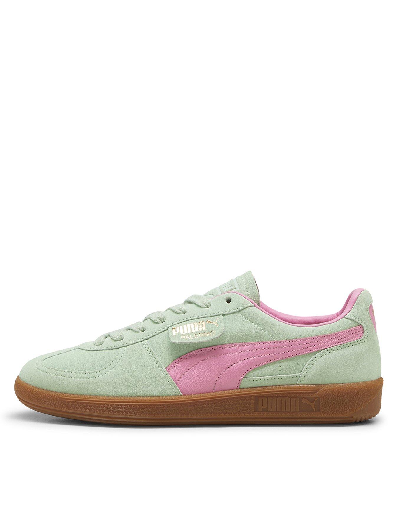  image of puma-womens-palermo-trainers-greenpink