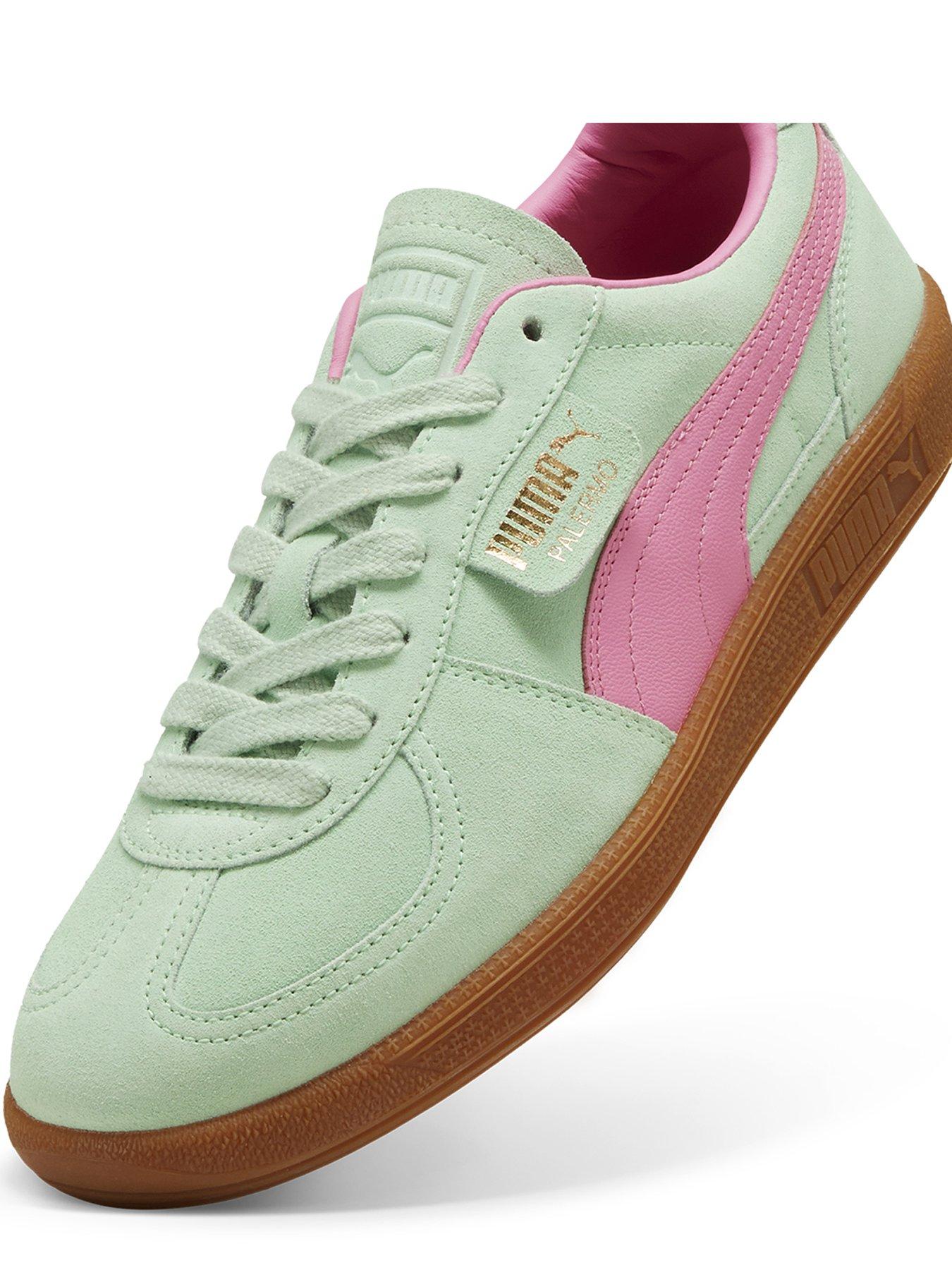  image of puma-womens-palermo-trainers-greenpink