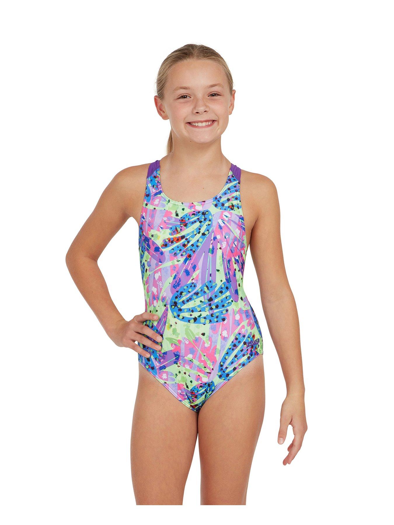 undefined Girls Ecolast Sea Petal Flyback Swimsuit- Pink Multi