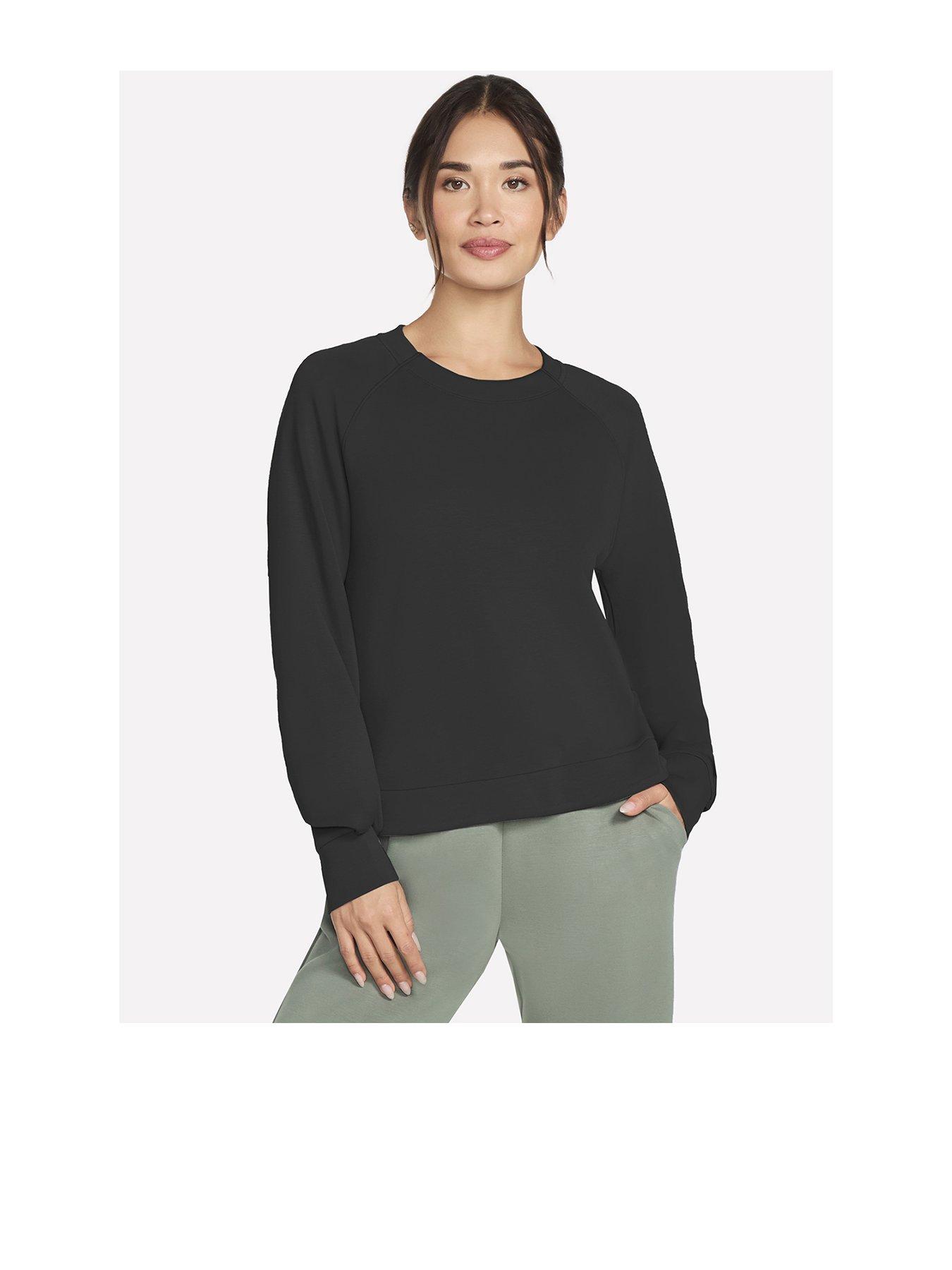front image of skechers-skechluxe-elevate-crewneck-black