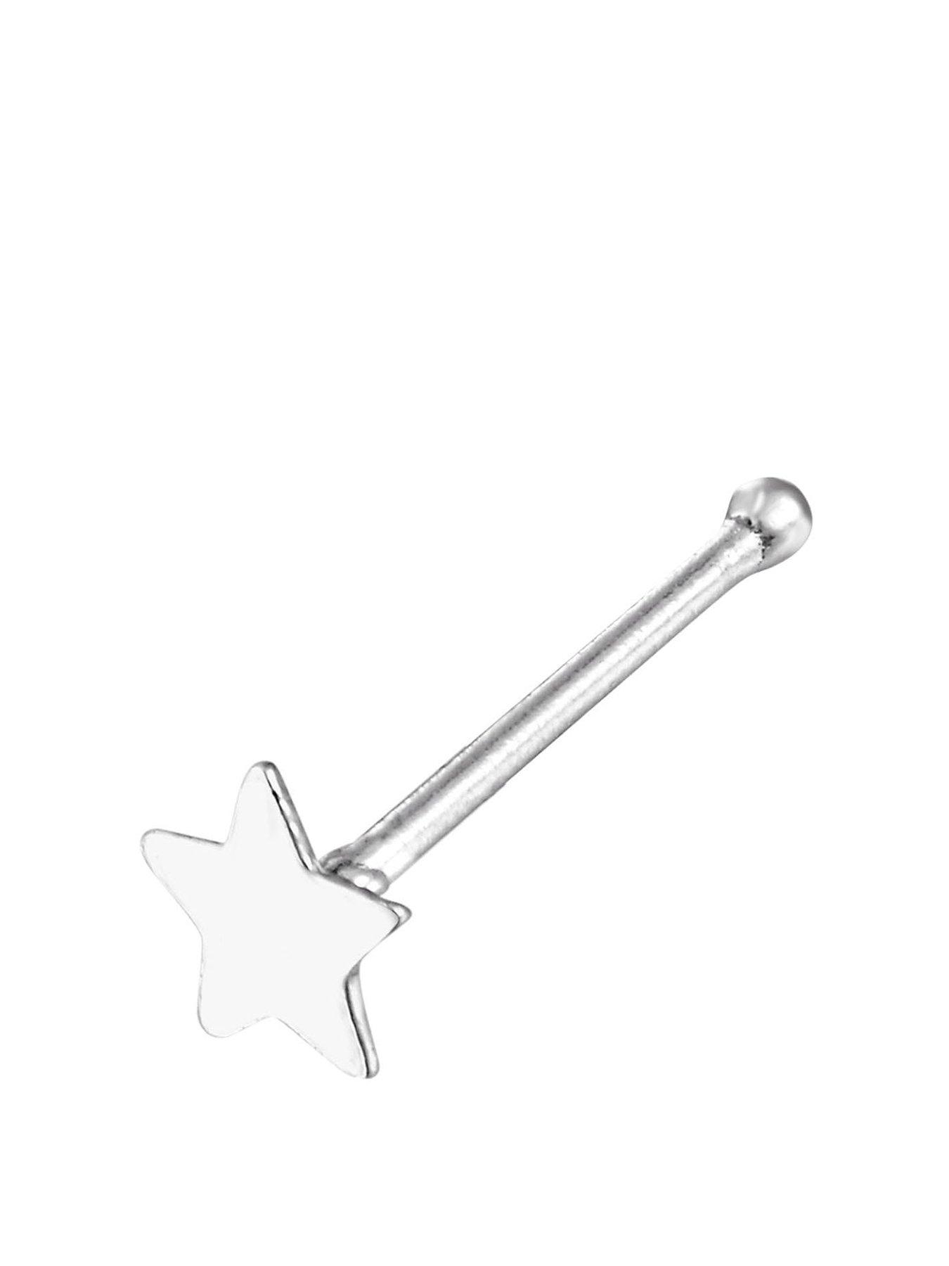 The Love Collection Sterling Silver Tiny Star Shape Nose Stud