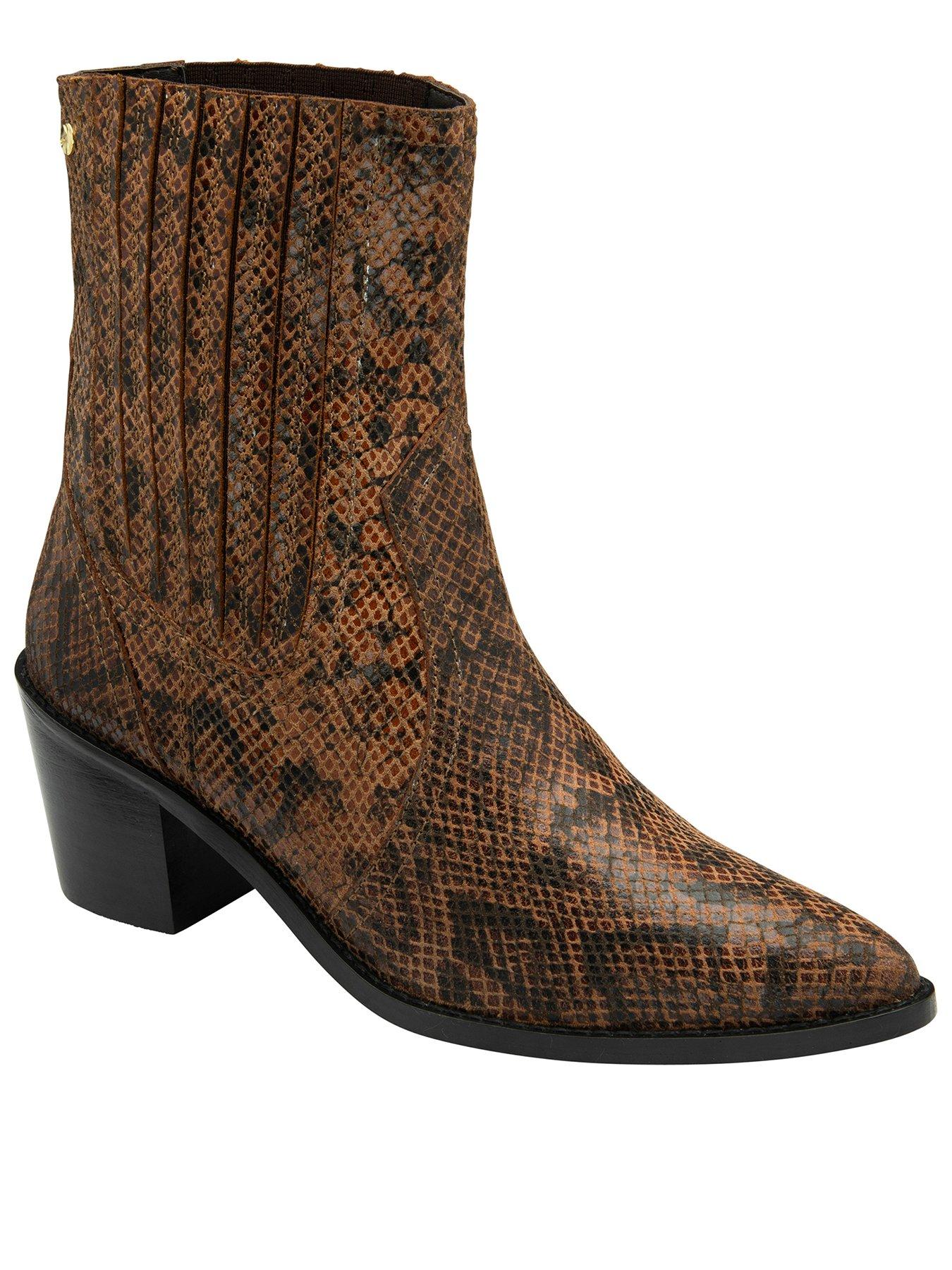 undefined Langton Snake Ankle Boot - Tan
