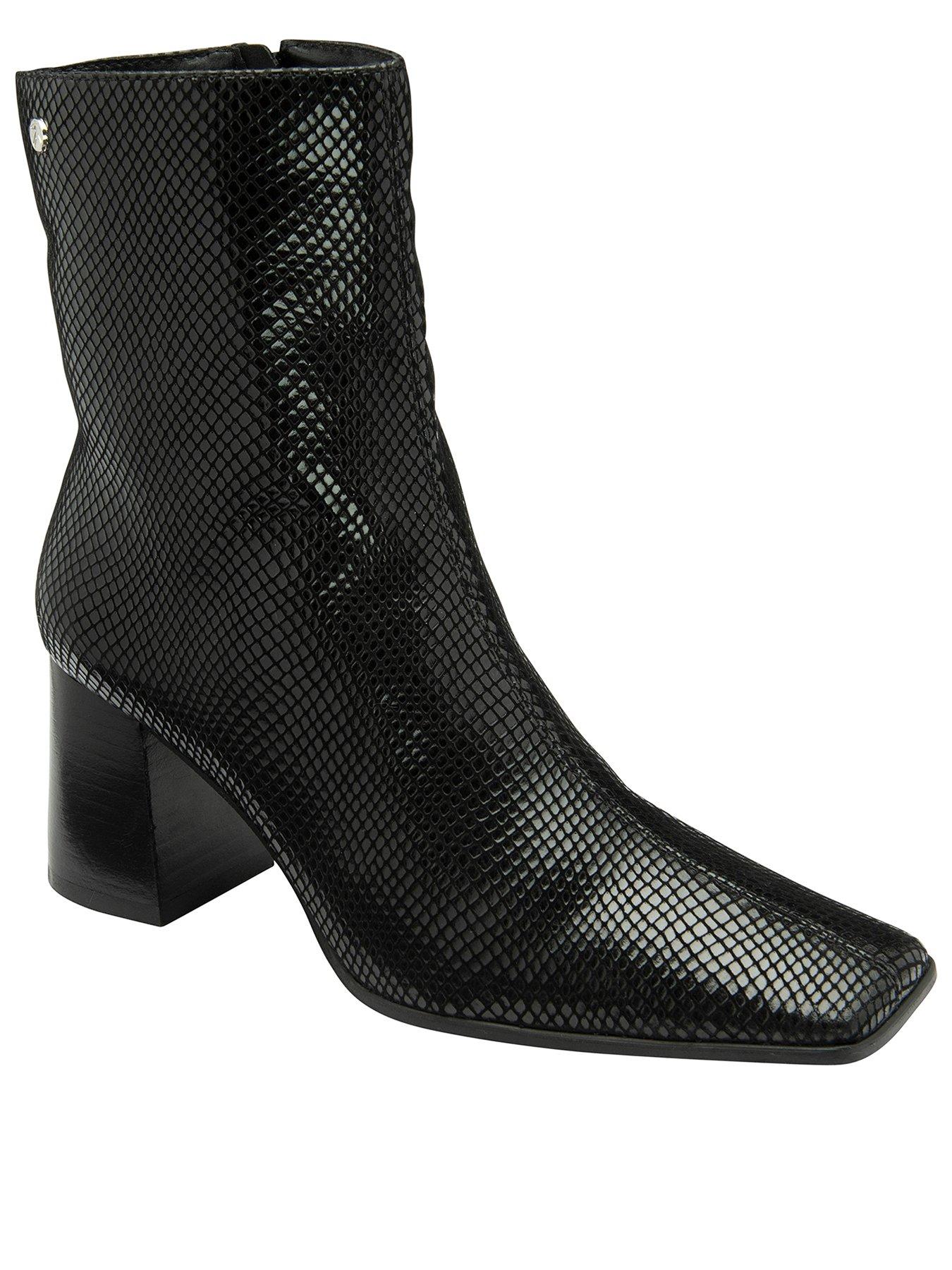 undefined Meldon Square Toe Heeled Boot - Black Snake