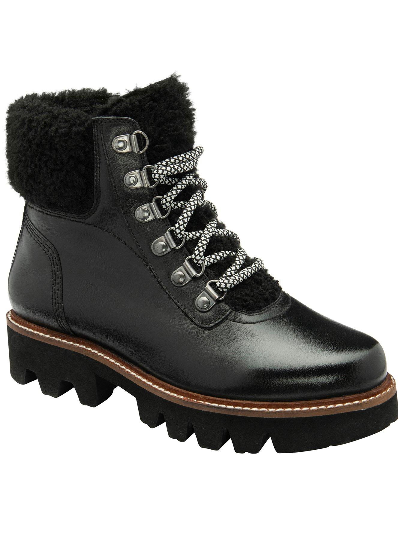 undefined Clyde Leather Fur Lined Hiker Ankle Boot - Black