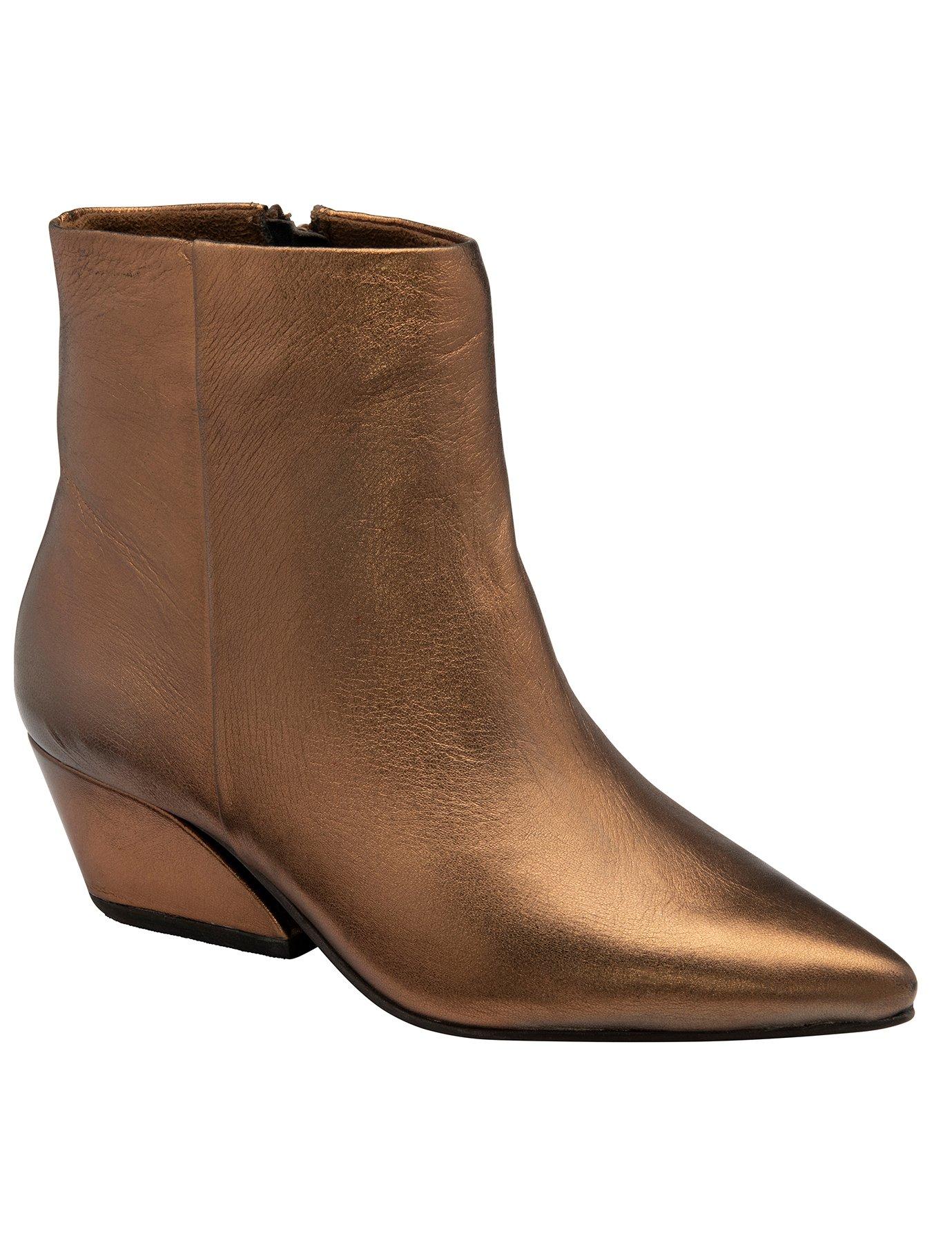 undefined Hawick Leather Heeled Ankle Boot - Bronze