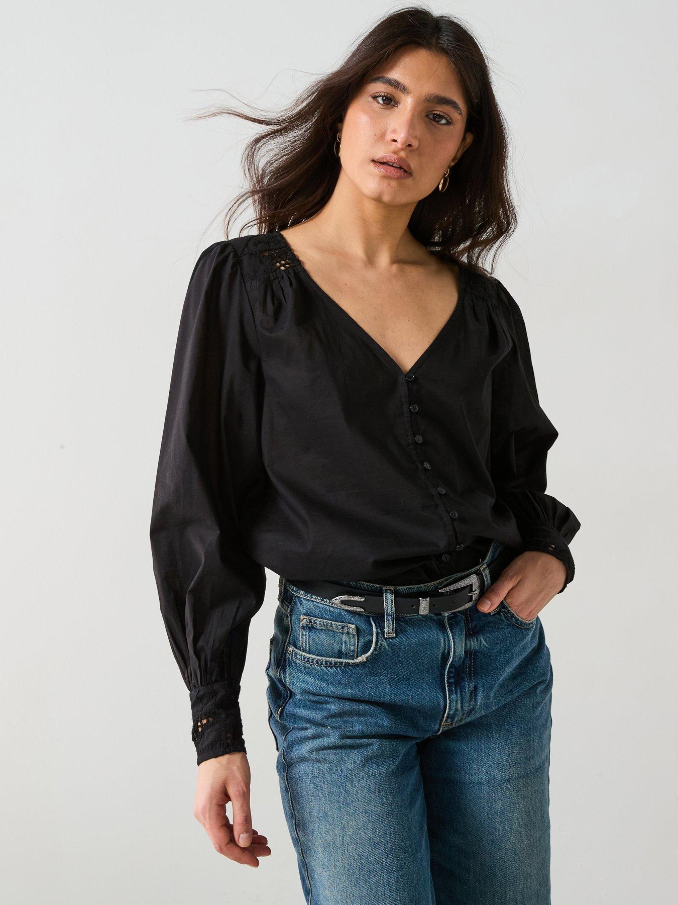 v-by-very-lace-yoke-blouson-blouse-black