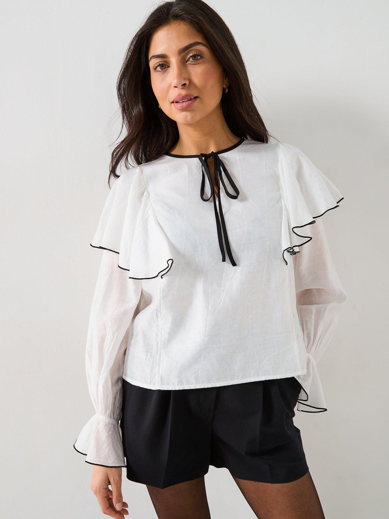 v-by-very-mono-contrast-tie-ruffle-blouse-multi