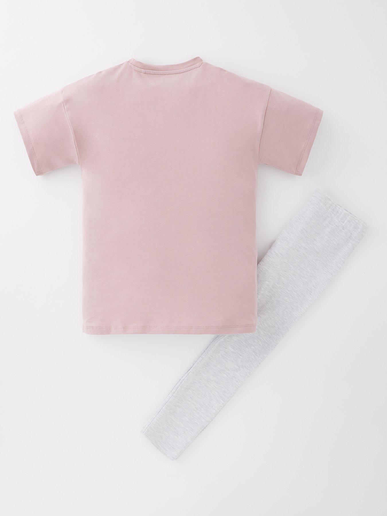  image of v-by-very-girls-embrace-the-dreams-longline-t-shirt-and-legging-set-multi