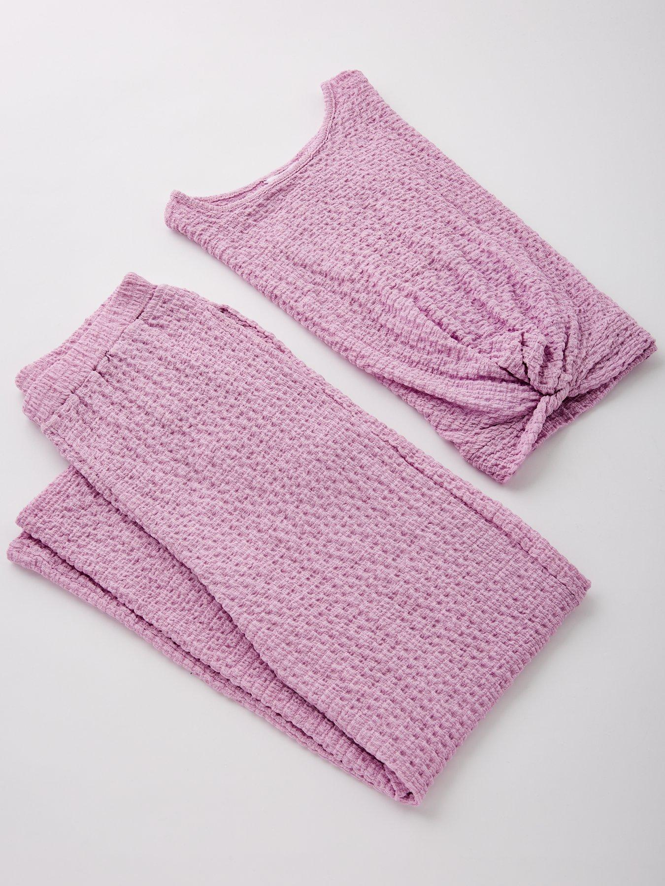  image of v-by-very-girls-textured-top-and-trouser-set-pink