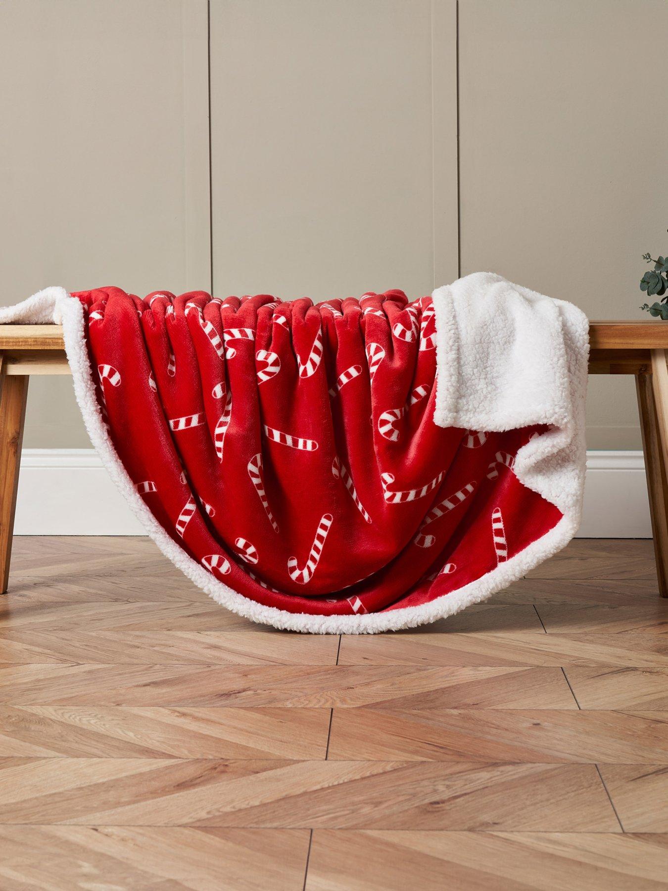 Very Home Christmas Candy Cane Sherpa Throw